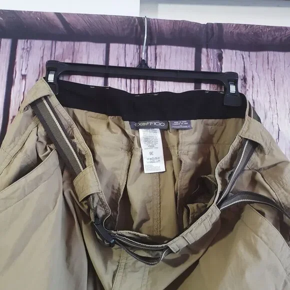OXOFFICIO Convertible Pants Nylon Beige Brown Khaki Fishing Mens 38 Belted - Picture 5 of 5